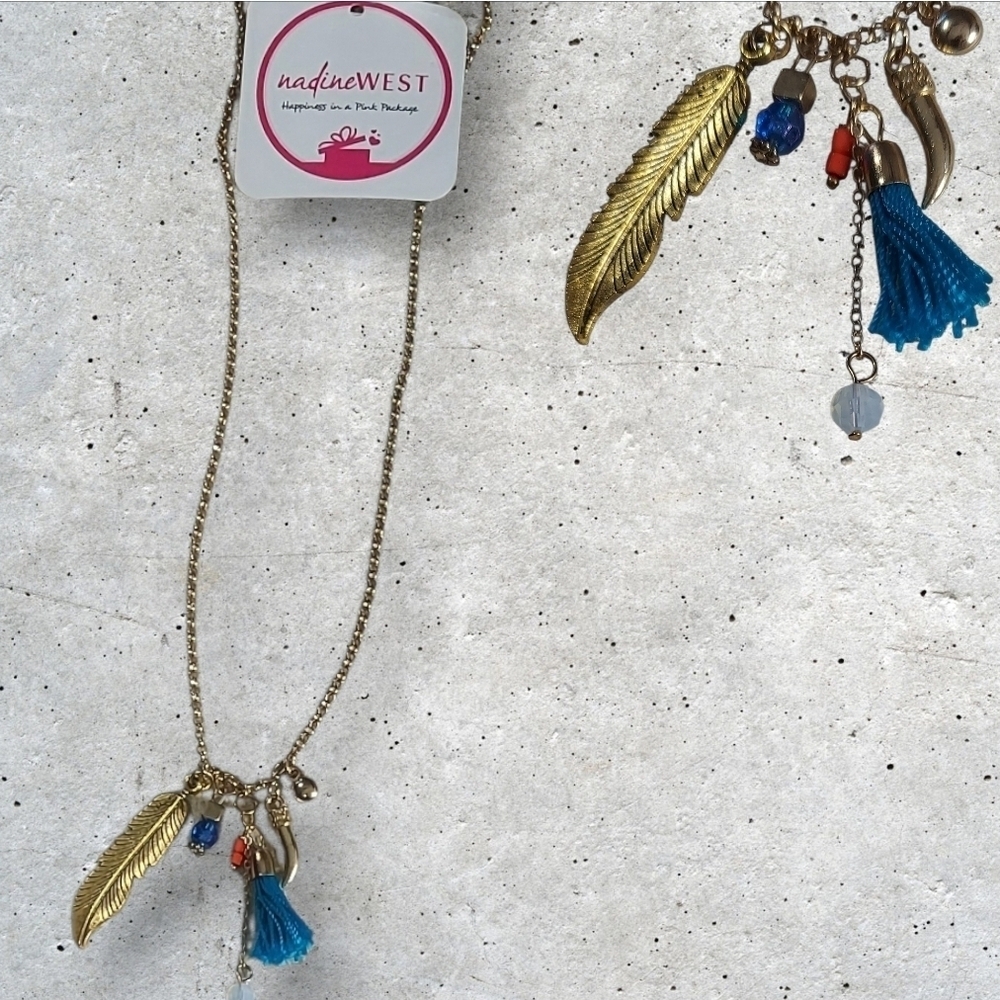 NWT Nadine West Gold Tassel Charm Necklace ~30"